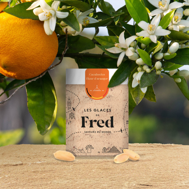 Glace cacahuètes et fleur d'oranger des Indes
