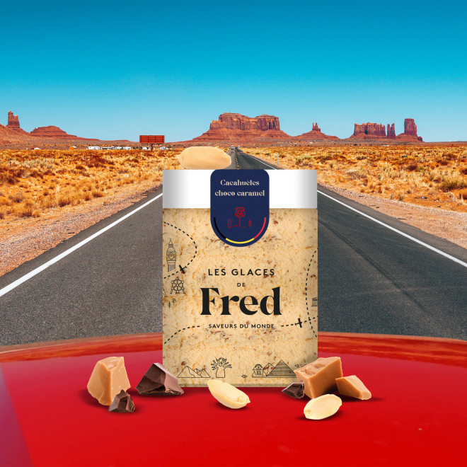 Glace cacahuètes chocolat caramel des USA